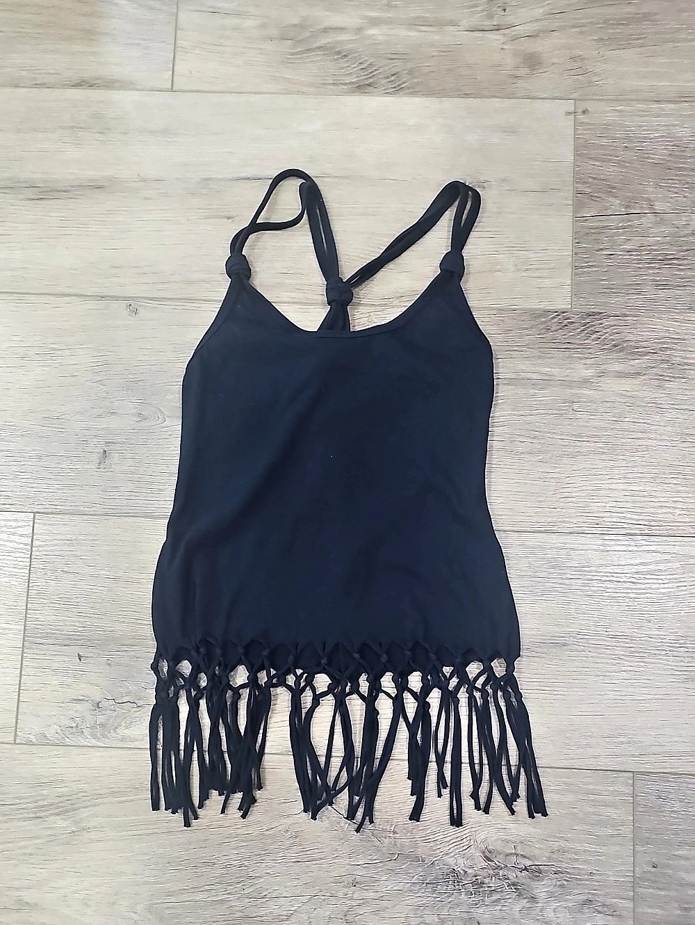 Hollister Black Fringe Tank Top Size Small